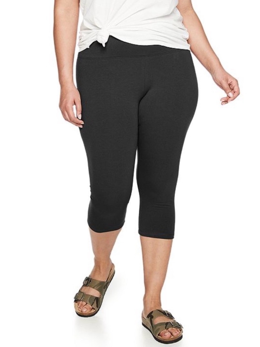 Plus Size Black Capri Leggings - Stretch Cropped Pants